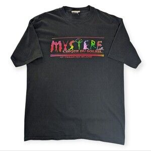 Vintage Cirque De Soleil Mystere Tshirt Treasure Island Las Vegas Black XL